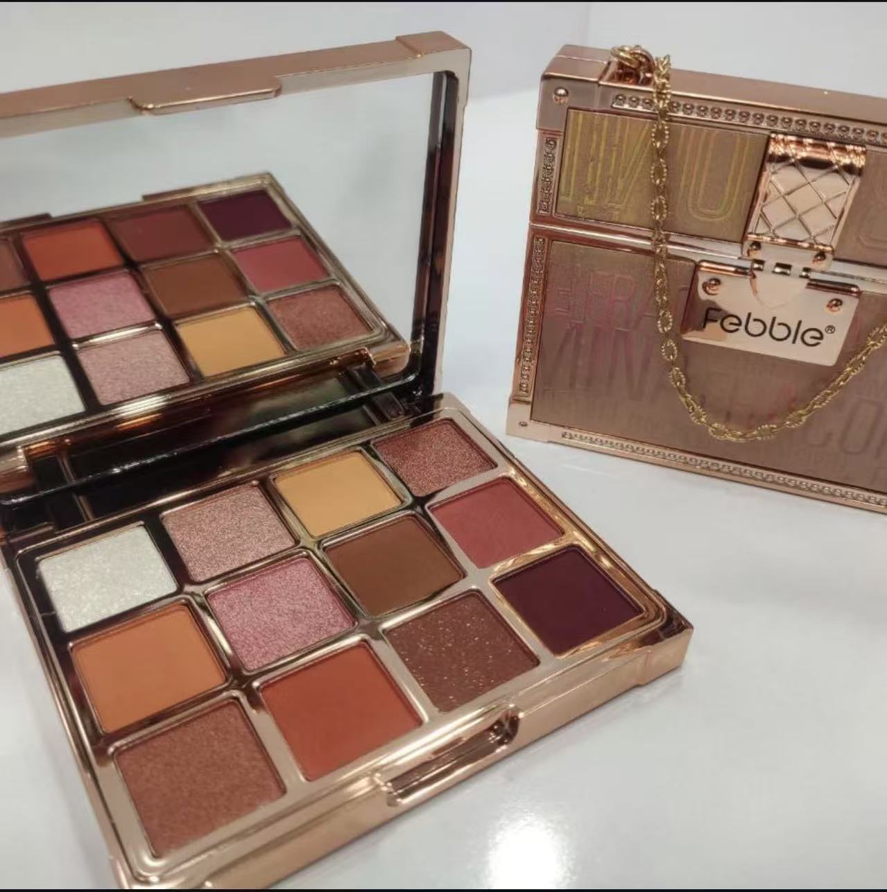 Paleta FEBBLE de sombra de ojos, paleta de 9 colores, maquillaje para ojos, belleza, paleta con modelo bolsito, regalo 2025, novedad