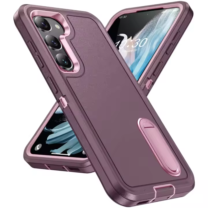 Funda De Teléfono Doble Capa Antideslizante Para Samsung Galaxy S24 S23 S22 plus Ultra A15 A54 A14 A13 A53 A03S Resistente Al Choque Y a Los Golpes Con Soporte De Pie - 1