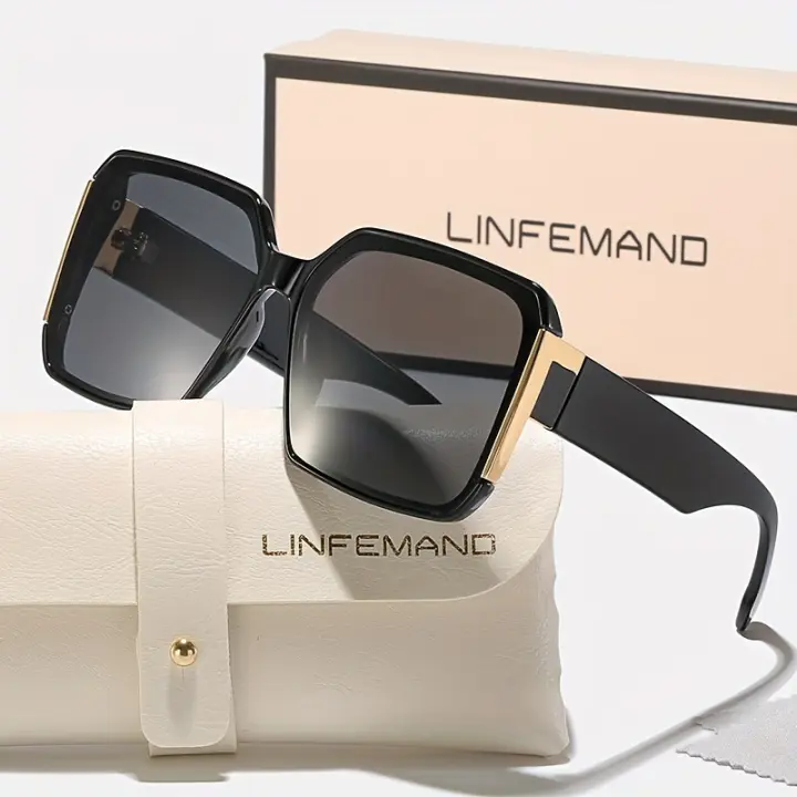 LINFEMAND Gafas De Sol Para Mujer Con Marco Grande Protección UV400 Ideal Para Fiestas De Verano Y Regalo De Vacaciones - 1
