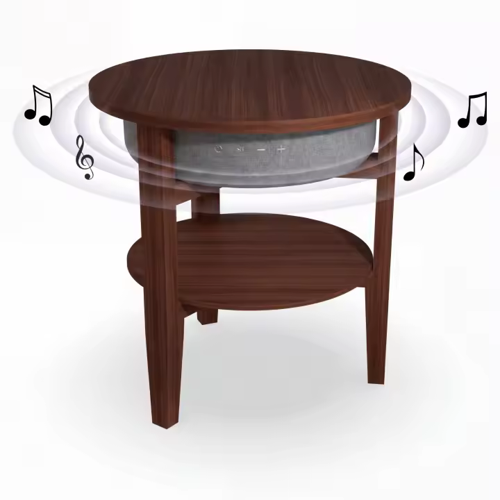 Mesa auxiliar altavoz portátil con sonido de 30W, Bluetooth, base de carga inalámbrica, batería de 2200mAh. Mesilla o mesita para dormitorio o sala de estar - TD Systems SM30B11W8B - 1