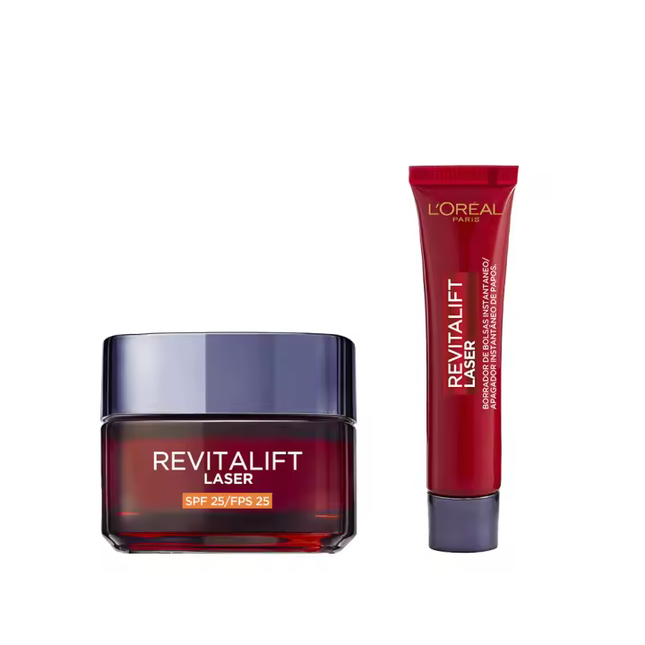 L'Oréal Paris | Revitalift Laser Borrador de Bolsas Instantáneo. Deshincha y Alisa Bolsa de los Ojos en 15 minutos*. Corrector de Ojos. Mirada Firme y Rejuvenecida. Contorno de Ojos Hombre y Mujer. 15ml + Revitalift Láser Triple Acción Crema de Día Anti-E - 1