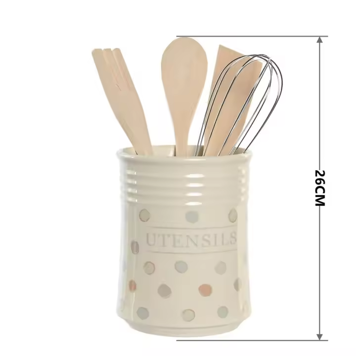 BOTE UTENSILIOS SET 5 GRES MATERIAL MADERA COLOR BEIGE 11X11.5X14 TOPITOS - 1