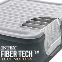 INTEX - Colchón hinchable doble deluxe comfort plush high-rise, cama queen hinchable, 152x203x56 cm, para 2 personas, máximo 272 kg, tacto suave, resistente a pinchazos, incorpora hinchador, con bolsa de transporte - details 6