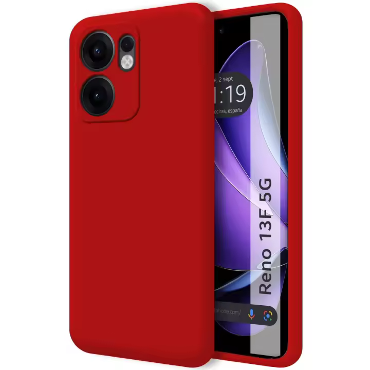 Funda Silicona Líquida Ultra Suave para Oppo Reno 13F 4G / 13 F 5G color Roja - 1