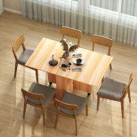HOMCOM Mesa Plegable de Comedor Mesa de Cocina Plegable con Ruedas Alas Abatibles y Estantes para 4-6 Personas 80x140x74cm cm Teca - details 3
