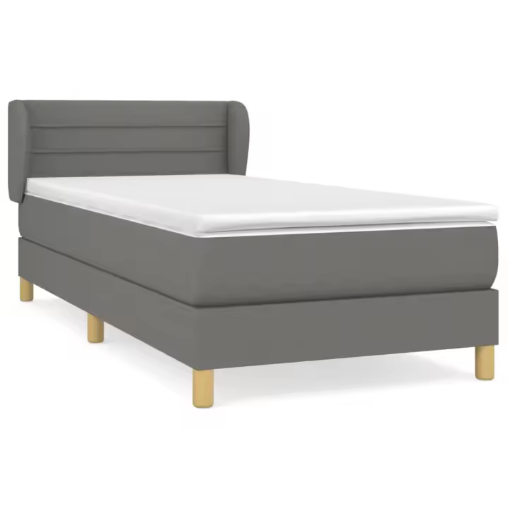 vidaXL Cama box spring con colchón tela gris oscuro 100x200 cm - 1