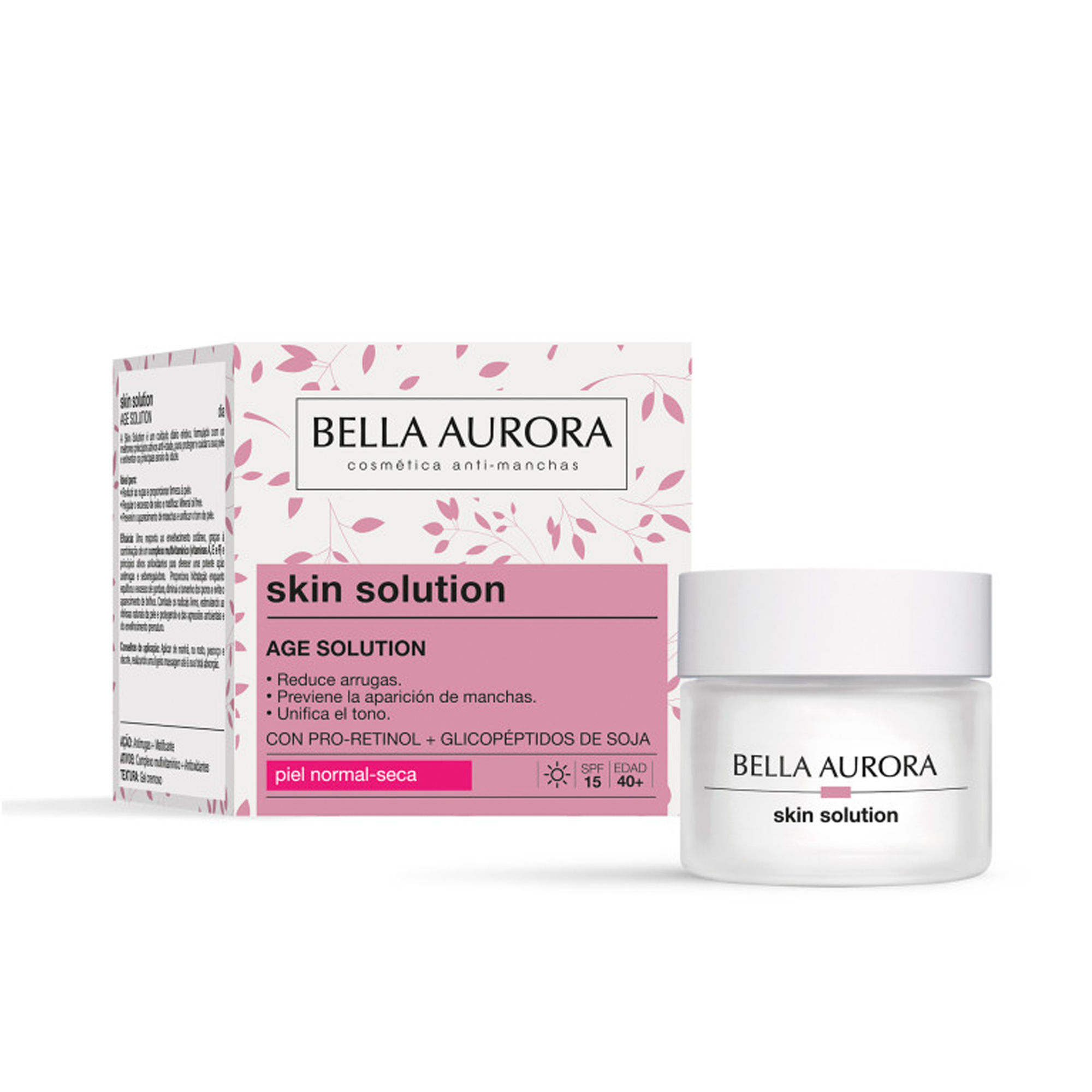 BELLA AURORA - Age Solution 50 ml, Crema Antiarrugas Reafirmante de Día, para Pieles Normales-Secas a Partir de 40 Años, Hidrata, Suaviza la Piel, Recupera su Elasticidad y Firmeza, Ilumina el Tono de la Piel