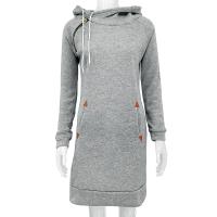 Vestido De Mujer De Pieza Con Bolsillos Y Capucha Largo Cintura Suave Manga Larga Cierre De Cremallera En El Lado Estilo Casual Deportivo Para Otoño - details 6