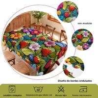 Mantel Redondo Y Rectangular De Primavera Y Verano Con Diseño De Patter Floral 3D Y Borde Embossado Para Uso Doméstico Cocinas Interiores Y Exteriores Picnics Decoración De Hogar - details 5