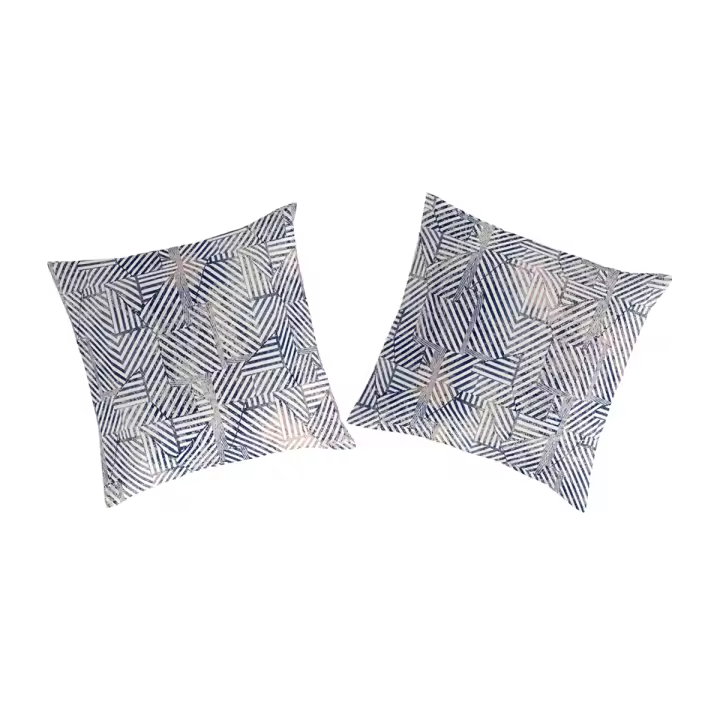 GUY LAROCHE - 2 fundas de almohada 100% algodón RAHIN azul/beige 65x65 cm - 1