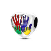 Beadas De Corazón Colorido En Plata Para Joyería De Pulsera Y Collar Con Encanto Para Chicos Y Chicas Accesorios De Moda Irregular - details 4