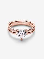 Pandora - Anillo de Corazón de Doble Banda-Baño de Oro Rosa de 14 K - details 2