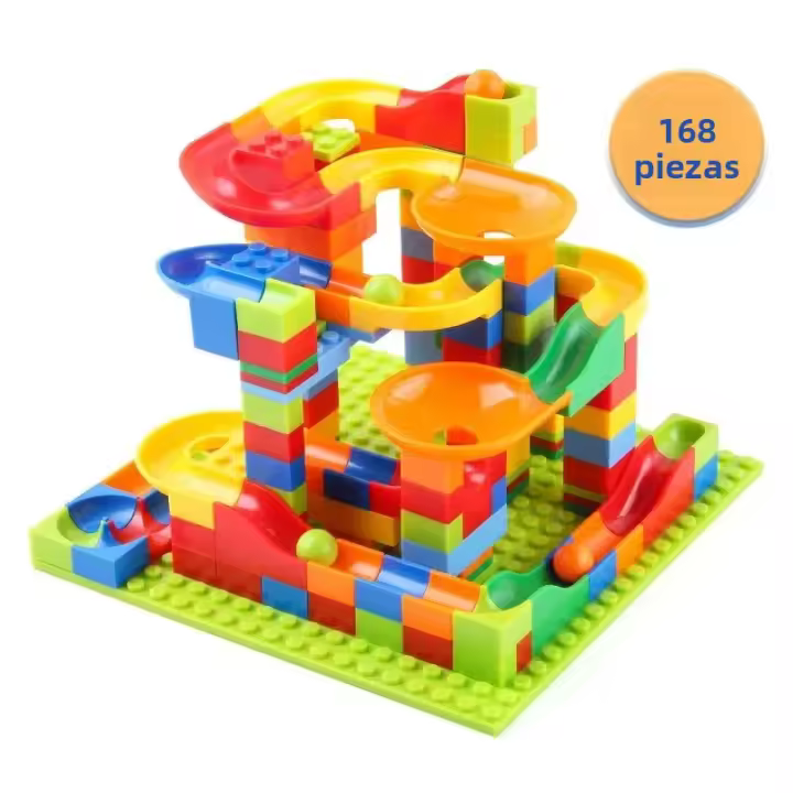 Juguetes Educativos Para Niños 168-336PCS Pista De Maze Con Bolas Y Bloques Deslizadores DIY De Crea Tu Propia Carrera Con Plástico Seguro - 1