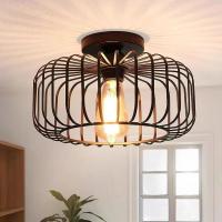 Luz De Techo Estilo Industrial Retro Creativa De Cage De Pájaro Americana Para Sala De Estar Dormitorio Comedor Material De Hierro - details 0
