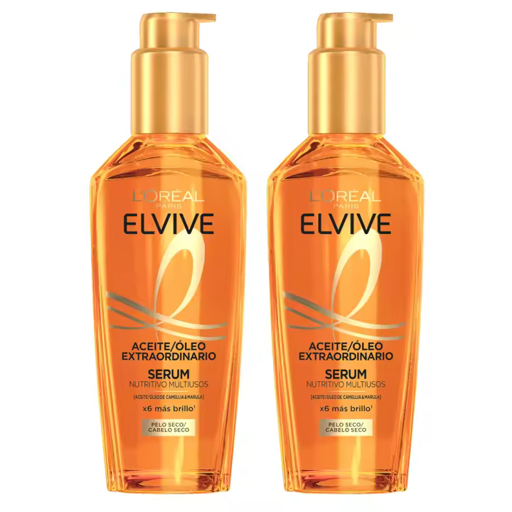 L'Oréal Paris | Elvive Aceite Extraordinario Serum Nutritivo Multiusos con Aceite de Camellia y Marula Para Pelo Muy Seco 2x100ml - 1