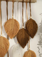 Tapiz Boho Hoja Macramé Tejido En Hilo Decoración De Pared Para Hogar Y Dormitorio Con Cordones De Madera Aesthetic Regalo - details 21