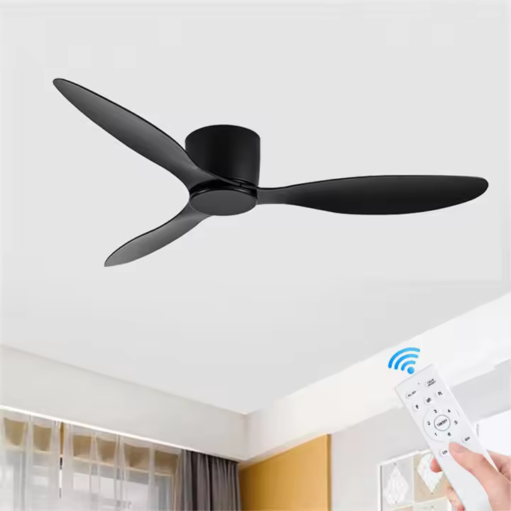 Ventilador de techo moderno 2 en 1 de alta calidad con luz y control remoto, 45 W. Ventilador de 86 cm (34") con 6 velocidades, motor DC de cobre puro, silencioso y que favorece el sueño. Cuenta con 3 aspas de ABS, luz LED regulable sin escalones. - 1