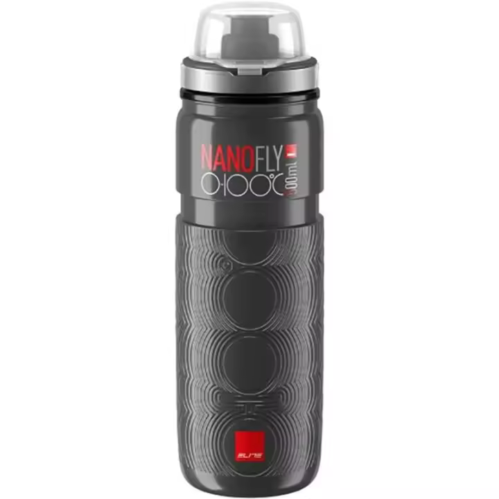 Elite - Bidon NanoFly 0-100º 500 ml para deporte y entrenamiento, con panel aislante Nanogel® y tapón de protección, flexible y comprimible, peso ligero de 145 g, color gris oscuro - 1