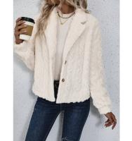 Abrigo De Peluche Para Mujer Estilo Europeo Y Americano Con Cuello De Botones Moda Otoño E Invierno Cierre Único Longitud Regular - details 4