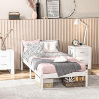HOMCOM Marco de Cama de Madera Estructura de Cama Somier con Cabecera para Colchón de 90x190 cm (no incluido) Carga 120 kg 198x96x70 cm Blanco - details 3