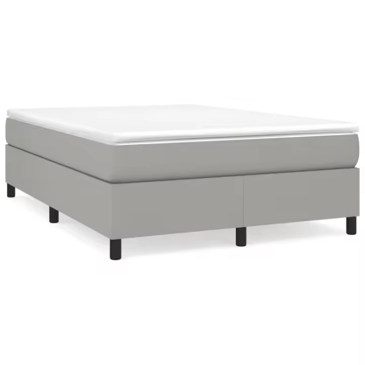 vidaXL Estructura de cama con somier tela gris claro 140x190 cm - 1