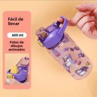 Botella De Agua 600ml Con Desechable De Animales De Dibujos Animados Cerradura De Seguridad Portátil Para Niños Antirotura Con Pajita Para Exteriores Camping Viajes - details 3