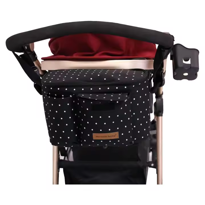 Organizador de bolso para cochecito de bebé, bolsa de almacenamiento multifuncional universal para cochecito de bebé (estrella negra) - 1