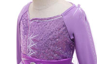 Disfraz De Princesa Para Niña Vestido De Cosplay De La Reina De Hielo Elsa Color Morado Talla A-Line Con Cuello En O Para Fiestas Y Rol De Playa - details 3