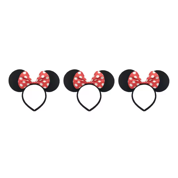 3/6/12pcs Accesorios De Fiesta Para Niñas Orejas De Ratón Con Lazo Solido Headband Para Disfraz Y Cosplay Decoración De Cumpleaños - 1