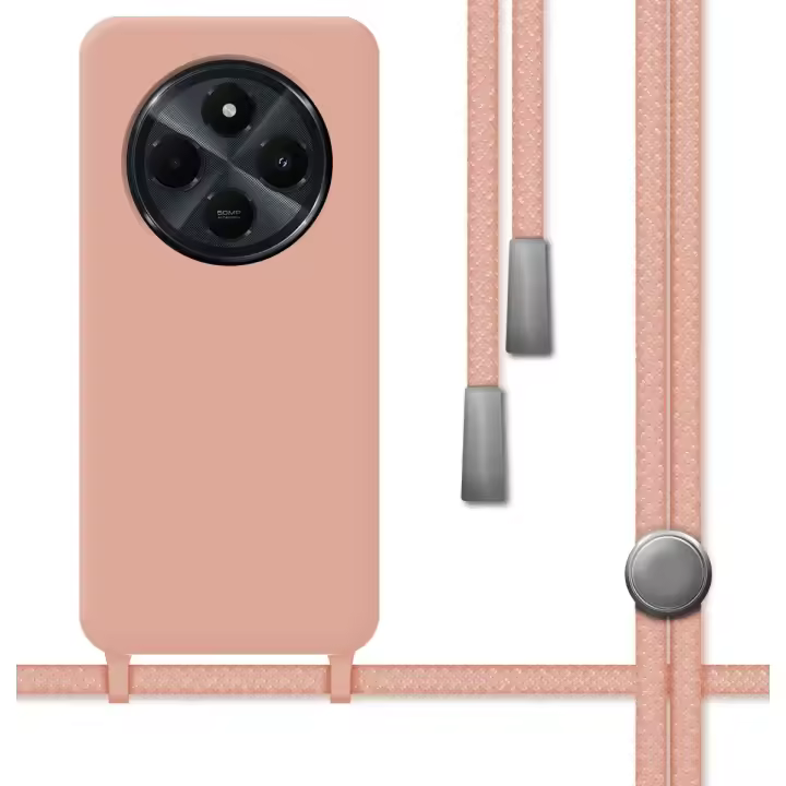Funda Silicona Líquida con Cordón para Xiaomi Redmi 14C color Rosa - 1