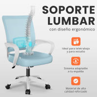 JUPPLIES Silla Escritorio Ergonomica - Silla Oficina con Apoyo Lumbar, Estructura de Acero, Malla Transpirable, Ruedas Giratorias 360° Soporta hasta 120kg (Ergonómica sin reposacabezas) - details 2