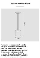 Lámpara De Escritorio LED Recargable Con Táctil 3 Temperaturas De Color Metal Luz Ambiente Creativa Para Hotel Decoración De La Habitación - details 10