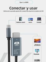 Adaptador Cable USB C a HDMI 4K 60Hz Para iPhone 15 iPad MacBook Air Samsung Laptop Y TV Convertidor HDTV Compatible Con Display - details 2