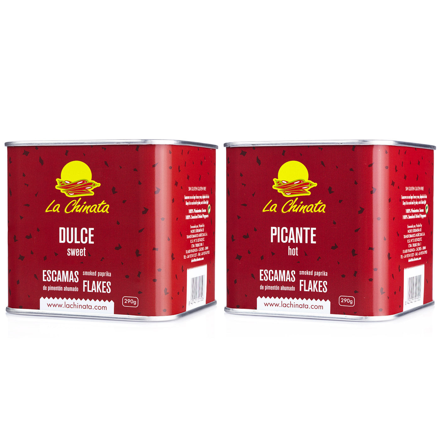 La Chinata - Pack de Escamas de Pimento Ahumado 'Dulce' y 'Picante' (Latas 2 x 290 g)
