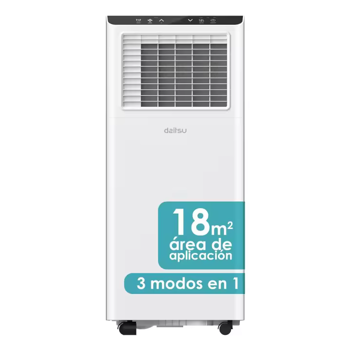 Daitsu - Aire acondicionado portátil Aeris Cool APD-07FXA (18 m², 2055 W) y APD-09FXA (22 m², 2600 W) con nivel acústico de 64 dB(A), consumo eficiente (0,8–1,0 kWh/60 min) y kit completo para ventana corredera - 1