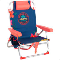 Aktive - Silla de playa multiposición con mochila, 50x54x80 cm, estructura resistente, 5 posiciones, convertible en tumbona, muebles playa, silla plegable azul - details 2