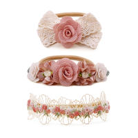 3pcs Diademas De Nylon Para Bebés Niñas Con Flores Y Lirios Coloridos Hechos a Mano Estilo Temporal Moda Cumpleaños - details 2