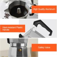 【APTO INDUCCION】Cafetera Italiana de Aluminio para Espresso, Cafetera Clásica de Fogón con Válvula de Seguridad y Mango Antiescaldaduras, Incluye Junta de Silicona, Disponible en 1, 3, 6, 9 y 12 Tazas, Apta para Inducción, Color Plata - details 4