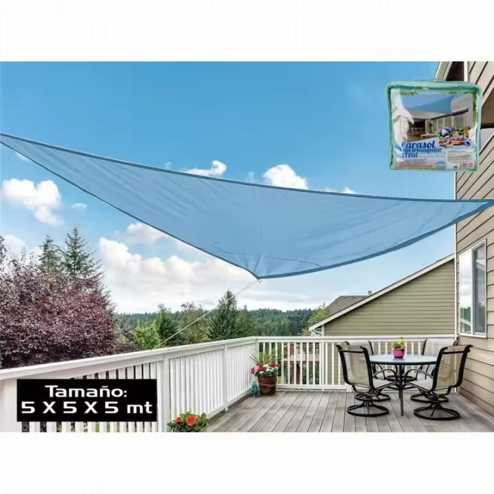 Gerimport Parasol Triangular Poliester Azul 5 Metros - Protección Solar - 1