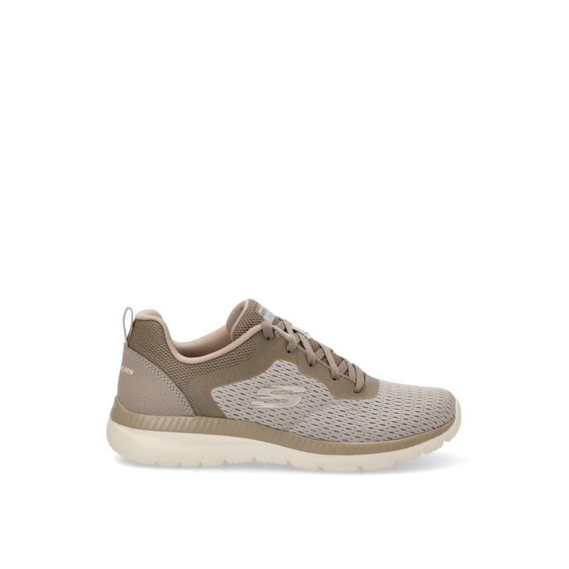 Zapatillas Casual Skechers - Mujer - Suela Plana - Modelo 12607 - Color Taupe