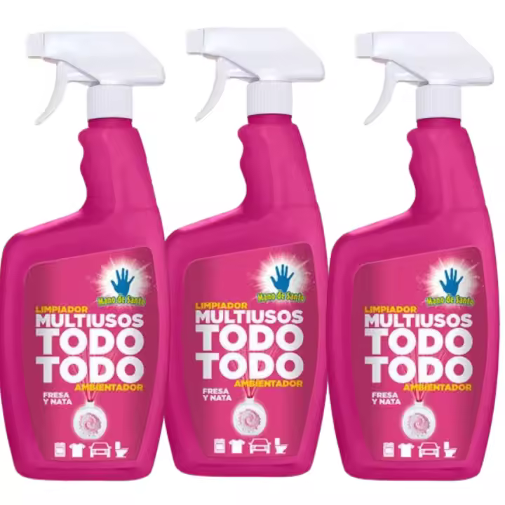 Pack económico de limpiador multiusos en spray Santo Hand - Limpiador multiusos con aroma a crema de fresa para todas las superficies - 1