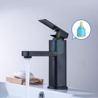 Grifo De Baño ABS Mezclador De Agua Caliente Y Fría De Cuadrado Negro Montado En La Superficie Para Lavabo Y Bañera - details 5