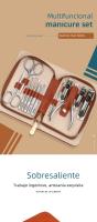 Set De Manicura Con Cuero Genuino De Vaca De Alta Calidad En Color Morandi Grey Kit De Tijeras De Uñas Para Regalar a Amigos Y Familia - details 0