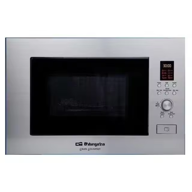 Orbegozo MIG 2330 - Microondas encastrable, 23 litros, cuerpo acero inoxidable, función grill, modo combi, protección infantil, 900 W - 1
