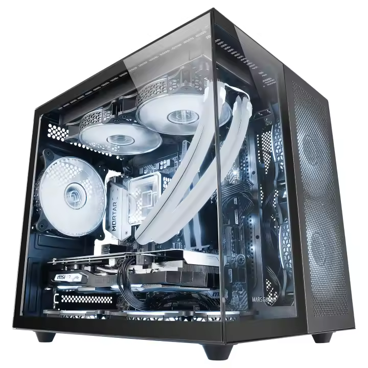 Mars Gaming MC-NOVAM, Caja Compacta Custom MicroATX, Doble Ventana Cristal Templado Continuo, Estructura Modular Doble Cámara, Rejilla Frontal, Soporte Refrigeración Líquida, Conector USB-C, Caja PC Negro o Blanco - 1