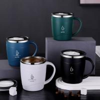 Taza De Café De Acero Inoxidable 304 Con Tapa Tumbler Doble Capa Resistente Al Calor Con Asa Vaso Termo Para Bebidas - details 1