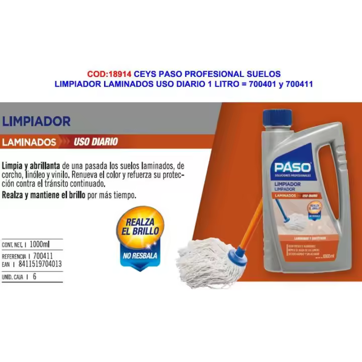 Ceys paso suelos laminado limpiador uso diario 1 l 700401-700411 - 1