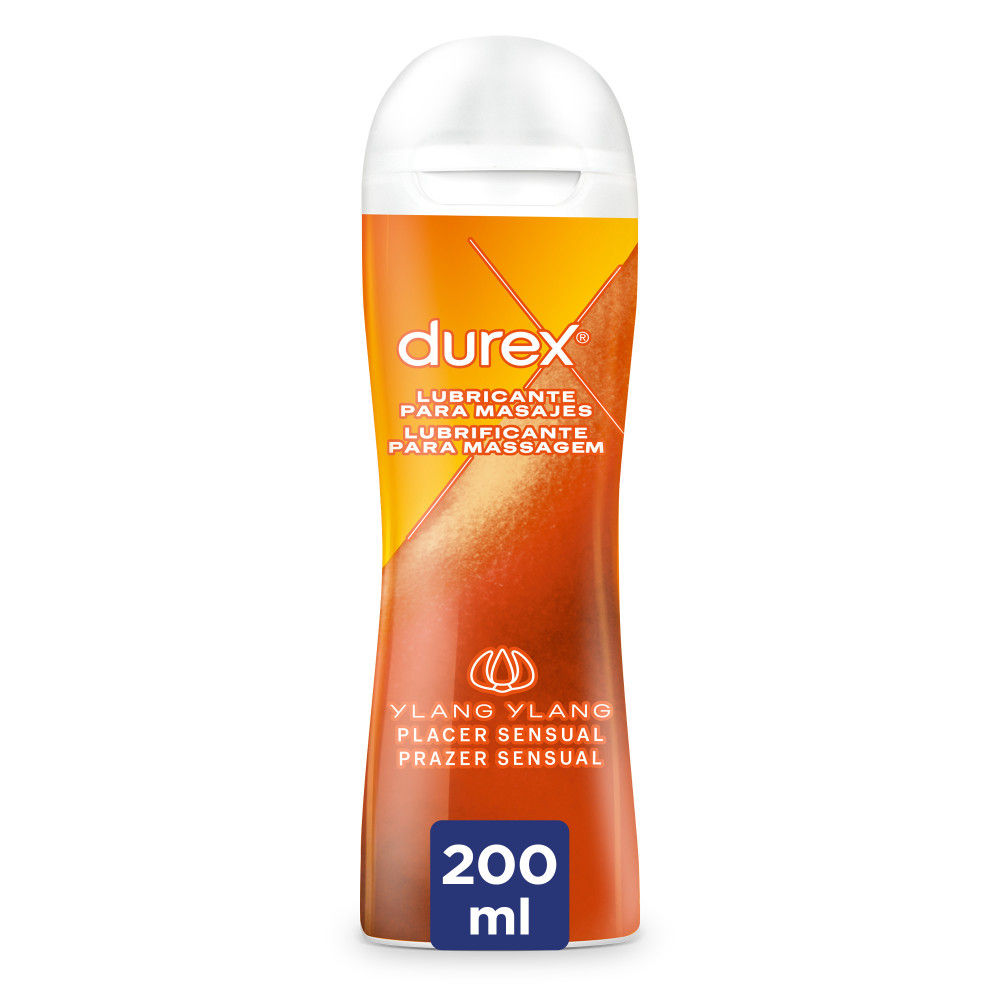Durex - Lubricante Play Massage 2 en 1 Lubricante Íntimo - 200 ml, Sensual, Respetuoso con la Piel, Base Agua, Gel Masaje Corporal