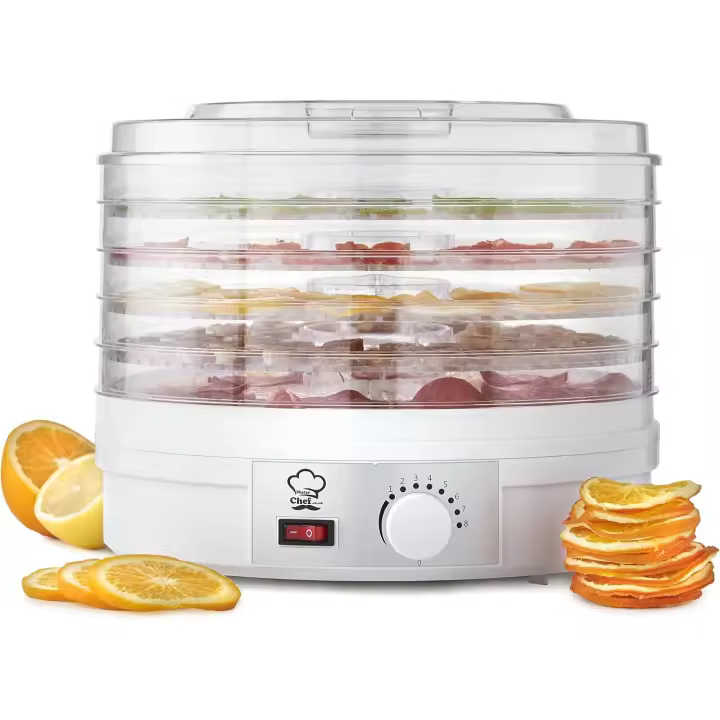 Deshidratador de Alimentos MisterChef 250 W, 5 Bandejas Cilíndricas, 220V, Ideal para Frutos Secos y Aperitivos Saludables, con Recetario Incluido - 1