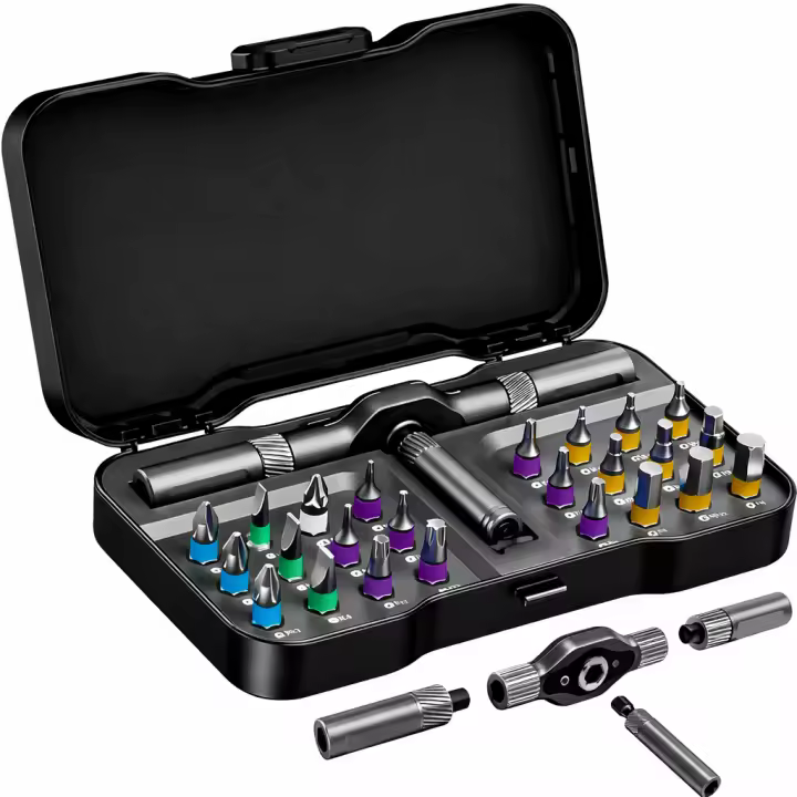 24 en 1 Destornillador de Carraca Magnético de Precisión – Juego Compacto con Mango de Aluminio para Reparación y Bricolaje - 1